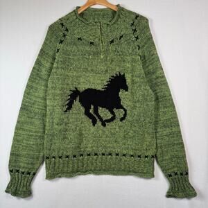 VTG Timberlea Equestrian Horse Embroidered Half Zip Knit Sweater 3X Western Y2K